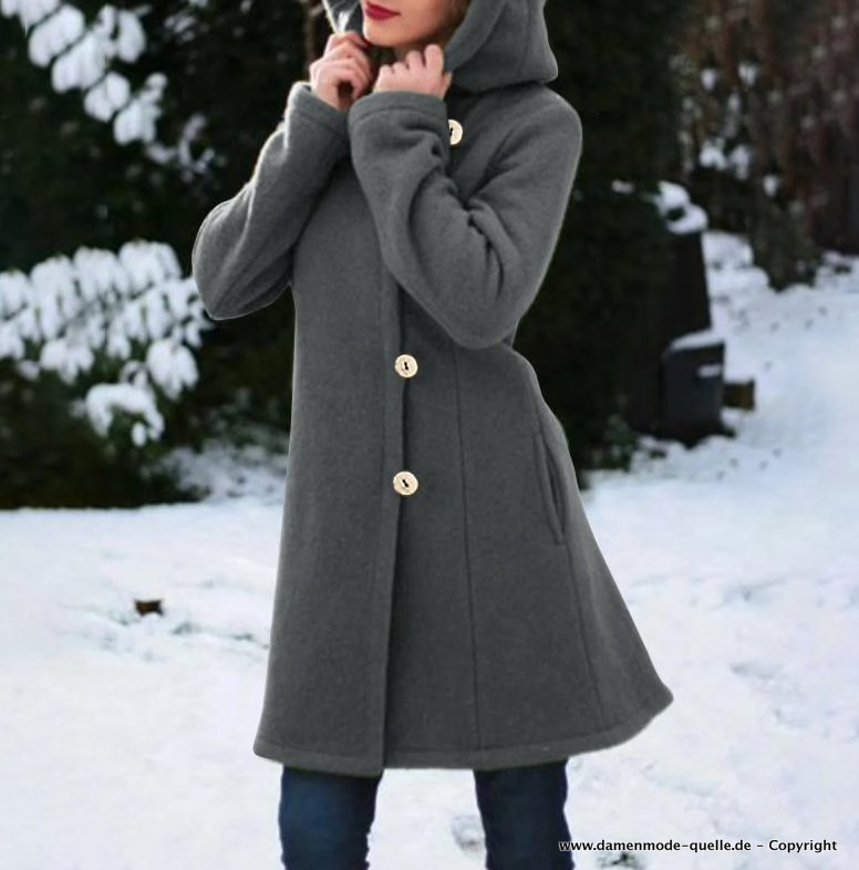 Warme Wintermantel für Damen Flauschig in&nbsp;Silber