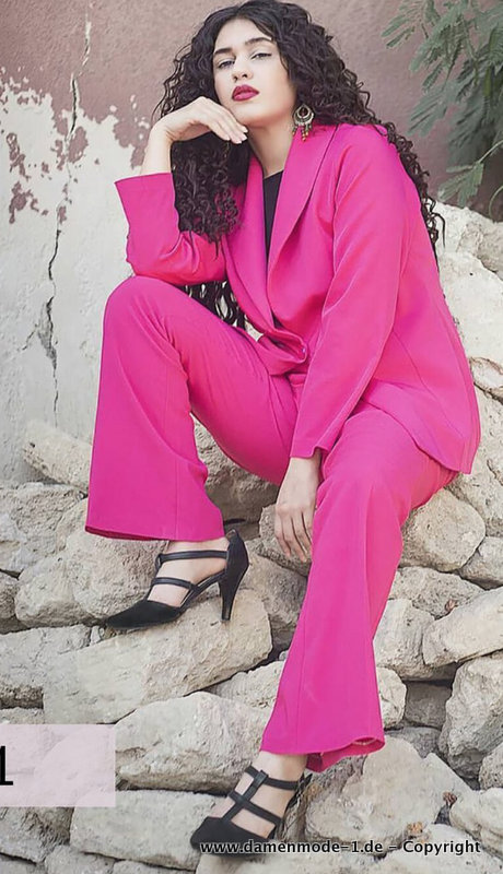 Damen Hosenanzug Elegant in Pink Businessoutfit