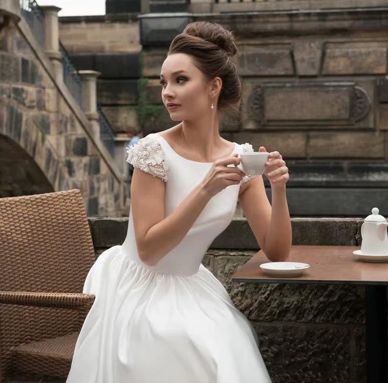 A Linie Standesamt Brautkleid Charlie Schlicht&nbsp;Wadenlang