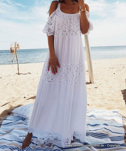 Patchwork Baumwoll Spitzen Tunika Strandkleid&nbsp;Sommerkleid