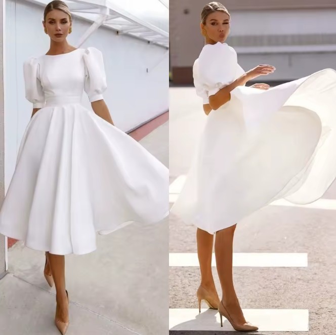 A Linie Rockabilly Style Kleid für den Standesamt Brautkleid Ivy Wadenlang