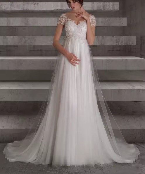 Empire Umstandsbrautkleid Iva mit Tüll und&nbsp;Spitze
