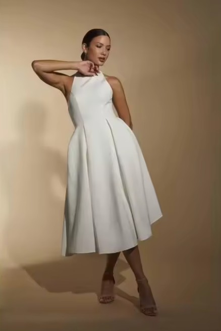 Neckholder Träger Standesamt Brautkleid Jacky&nbsp;Wadenlang