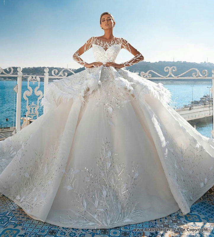 Ball Linie Brautkleid Luxus Kristall&nbsp;Hochzeitskleid
