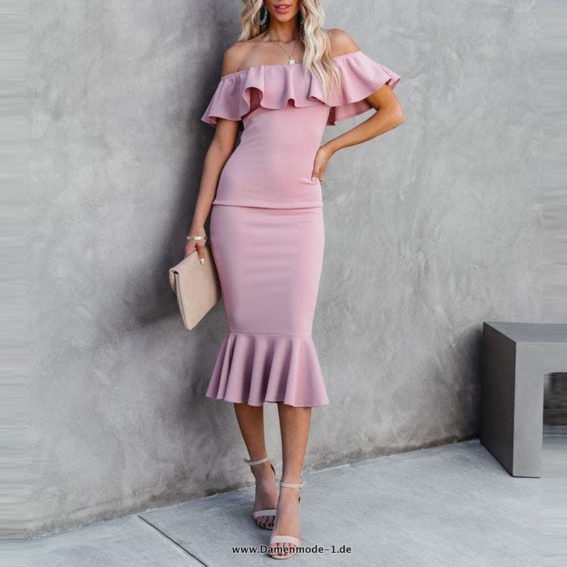 Damen Sommer Sexy Rüschen Midi Party Meerjungfrau&nbsp;Kleid