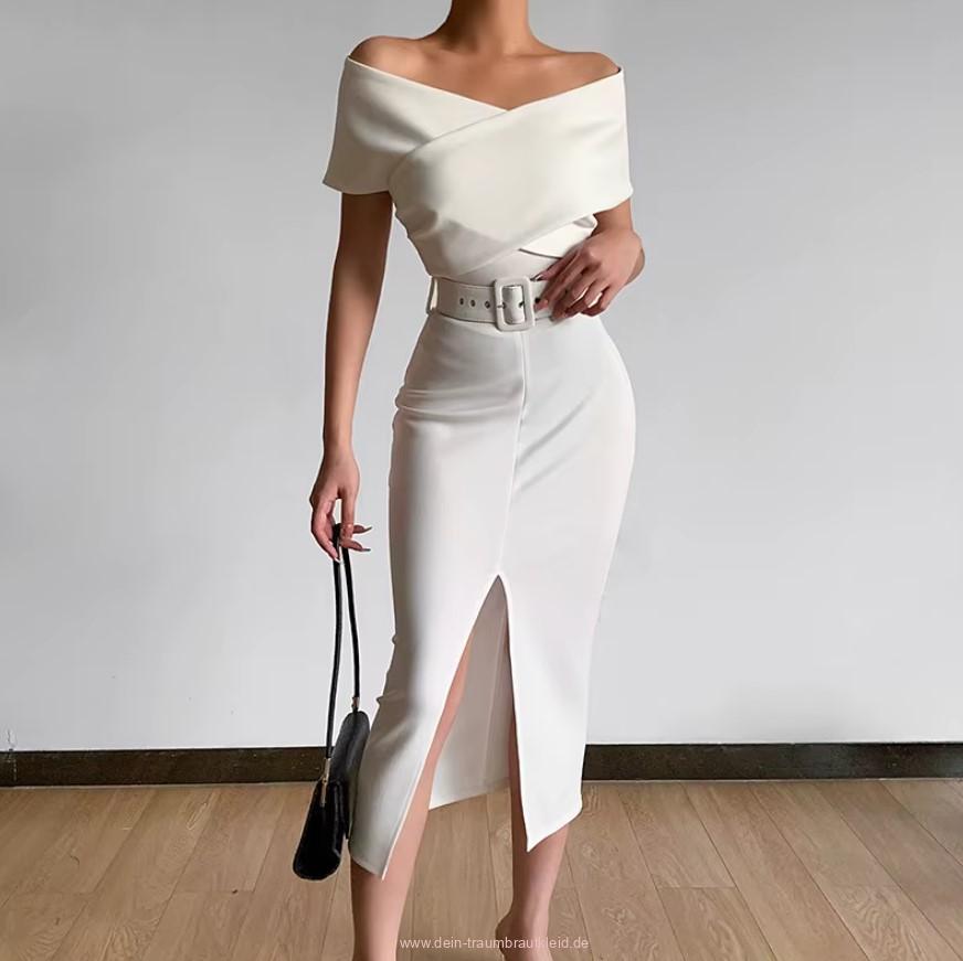 Elegantes Schulterfreies Bodycon Standesamt Brautkleid mit&nbsp;Gürtel