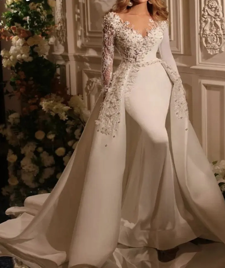 2 in 1 Meerjungfrau Brautkleid Arlene mit Abnehmbarem&nbsp;Schleppe