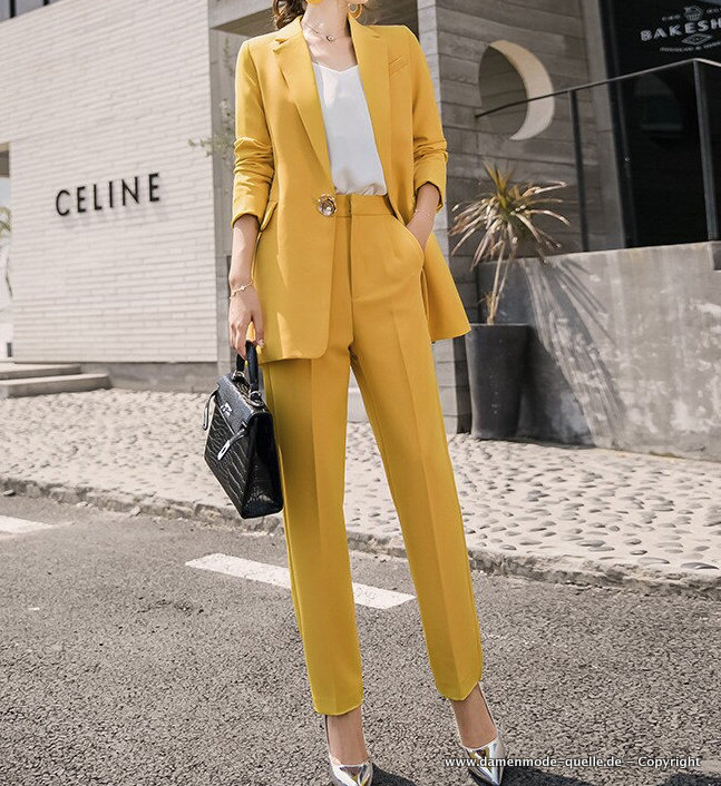Damen Hosenanzug Temperamentvoll und Elegant in&nbsp;Gelb