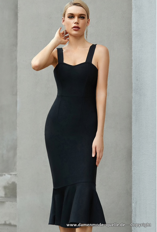 Bleistift Bodycon Kleid Elegant in Schwarz&nbsp;Wadenlang