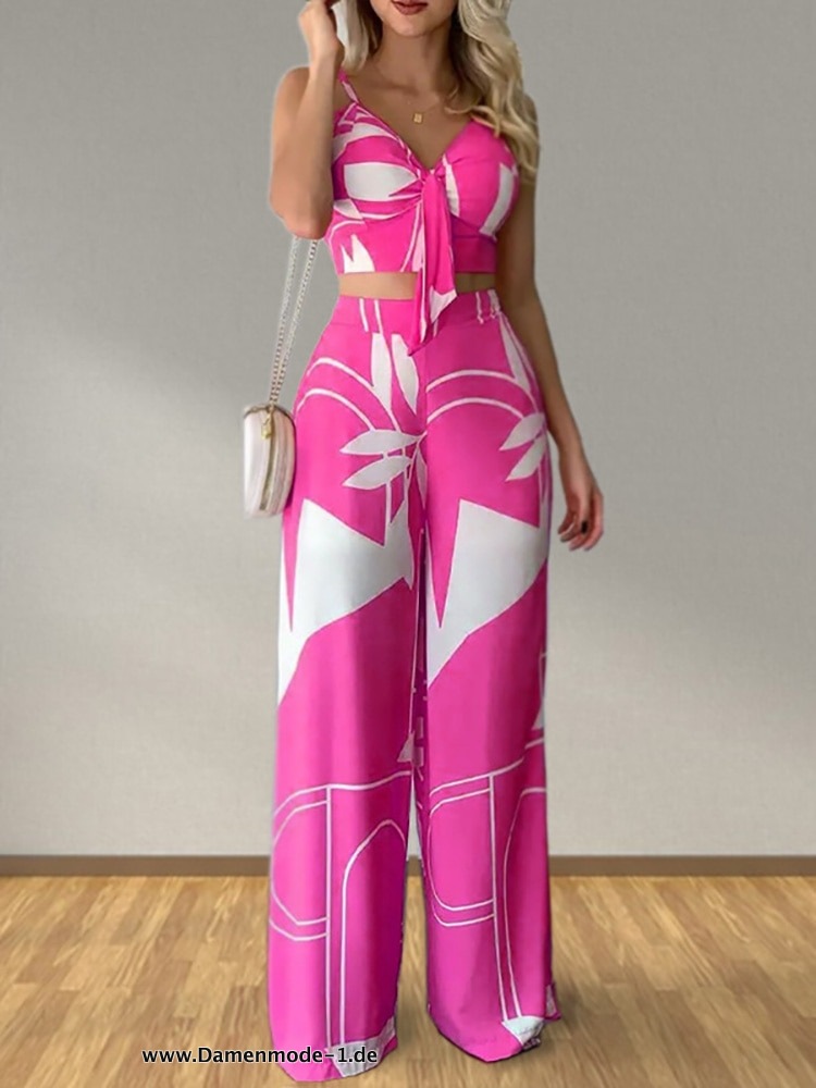 Sommer Set Outfit für den Urlaub und Freizeit in Pink mit&nbsp;Motiv