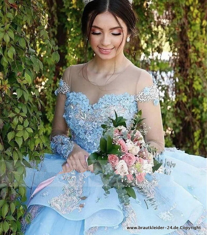 Prinzessin Ballkleid mit Spitze Quinceanera Brautkleid in&nbsp;Hellblau