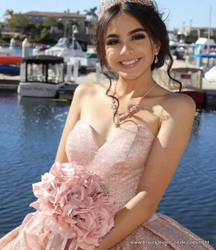 Rose Gold Quinceanera Kleid Glitzer Brautkleid&nbsp;Schulterfrei