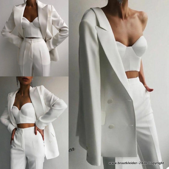 Standesamt Outfit Hosenanzug für die Braut in Weiß