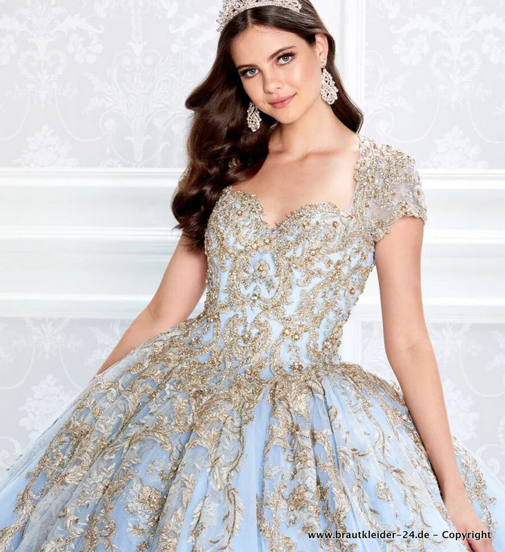 Sparkly Quinceanera Kleid Brautkleid in Himmelblau mit&nbsp;Spitze
