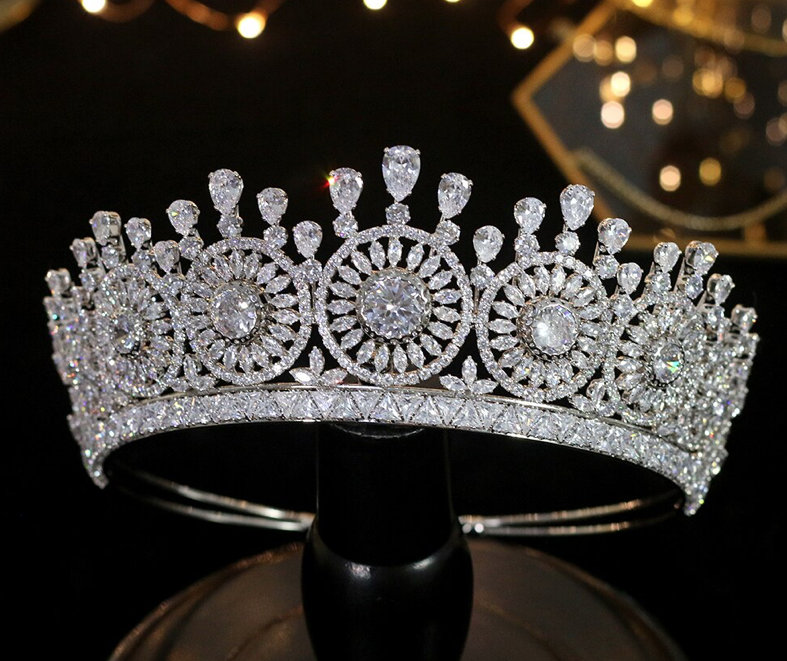 Zirkonia Braut Diadem Tiara Brigitte Königlich Klassisch