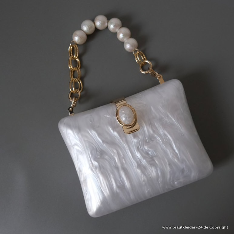 Marmor Weiß Acryl Brauttasche mit Perlen