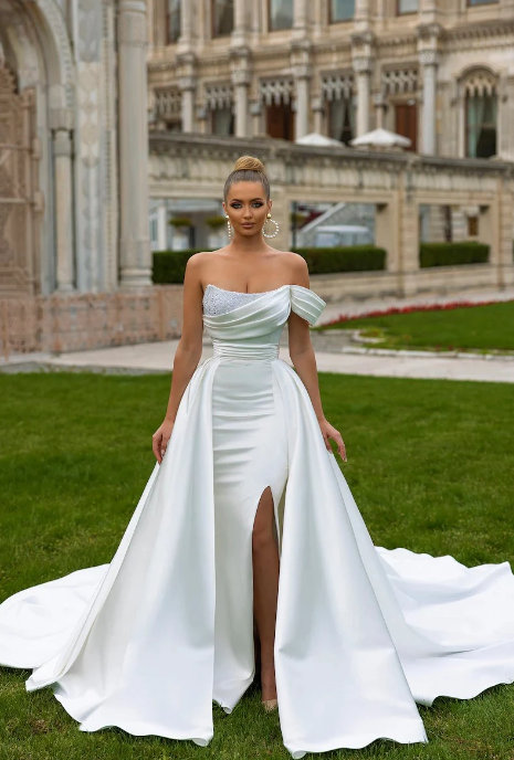 Organza Brautkleid Bryanna mit perlen Stick und Abnehmbarem&nbsp;Schleppe