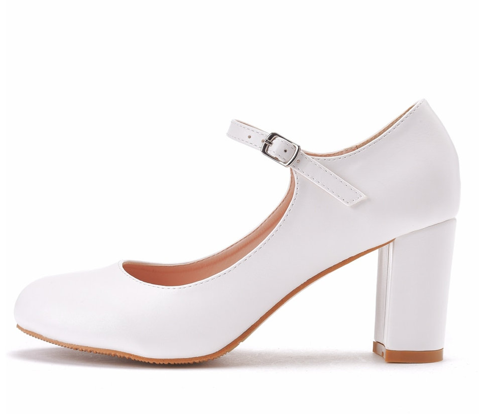 Mary Jane Lolita Brautschuhe Hochzeitsschuhe mit Blockabsatz