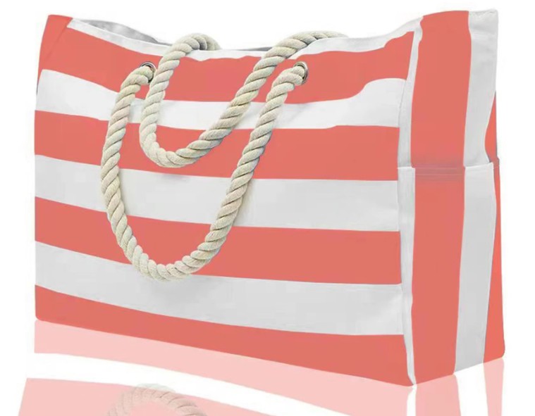 Große Strandtasche Sveja Orange Weiß&nbsp;Gestreift