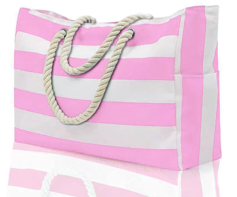 Große Strandtasche Sveja Rosa Weiß&nbsp;Gestreift