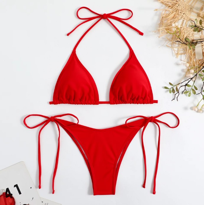 Halterneck Bikini Saviya zum Binden in&nbsp;Rot