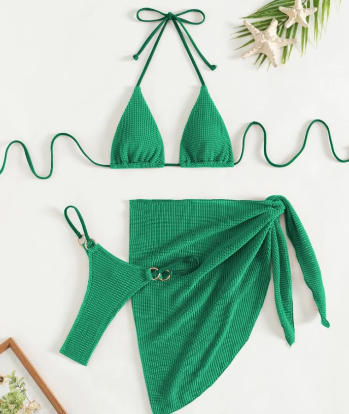 Halterneck Bikini Sharon in Grün mit&nbsp;Sarong