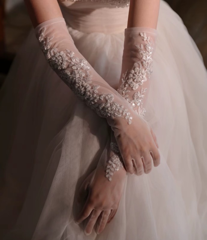 Lange Braut Handschuhe Kader mit&nbsp;Spitze