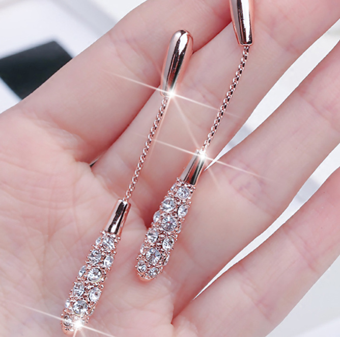 Elegante Lange Braut Ohrringe Elina&nbsp;Rosegold